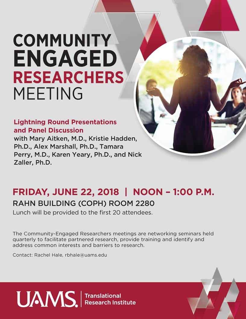 Community Engaged Researchers Meeting June 22, 2018 at 12:00 pm