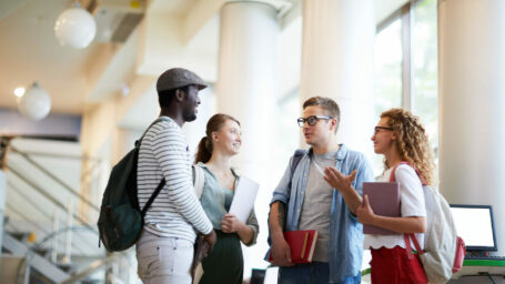 students talking